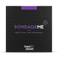 Black rectangular bondageme tease light bondage piece set box with purple text diamond pattern and tease & please branding