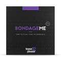 Black rectangular bondageme tease light bondage piece set box with purple text diamond pattern and tease & please branding