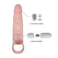 Flesh-colored stretchy extender penis sleeve with rabbit vibrator from Lady Jane Adult Shop