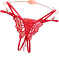 Red butterfly crotchless g-string with pearl charm