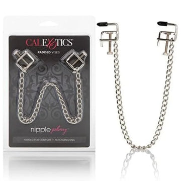 Calexotics padded vises with nickel-free iron black-tipped clamps for sensual stimulation