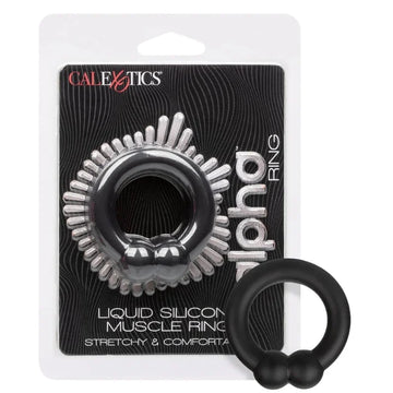 Calexotics Silicone Alpha black liquid silicone muscle cock ring with spikes