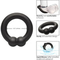 Calexotics Silicone Alpha black liquid silicone cock ring with protrusions