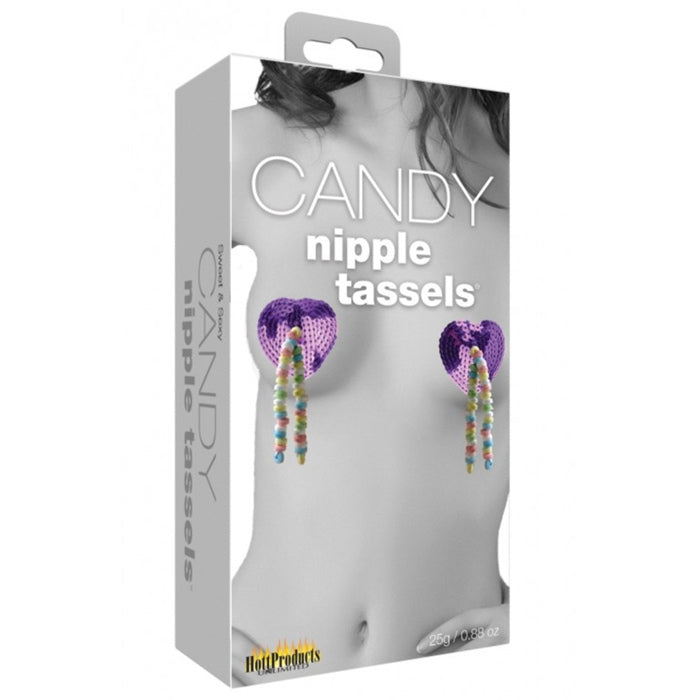 Packaged colorful beaded Candy Nipple Tassels for playful lingerie adventures