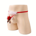 Red and green knitted Santa hat G-string with white feather trim from Lady Jane adult shop