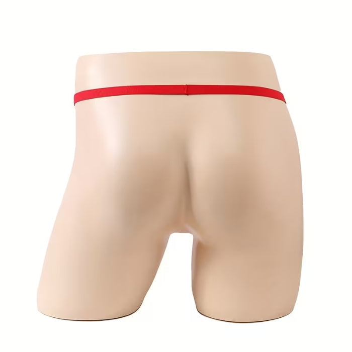 Red and green Santa hat G-string with knitted Santa for holiday parties