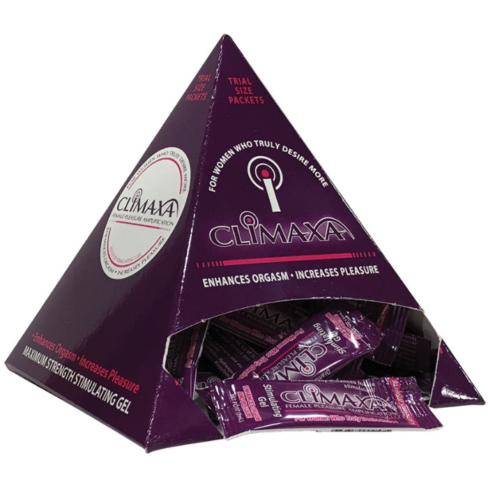 Climaxa Female Stimulating Gel dramatically enhances orgasms and increases pleasure for maximum sensation during intimate activity. Whether you are using it alone or with your partner, you are in for something special. This advanced stimulating gel is powerful, safe, and effective way to improve the frequency and intensity of your orgasms.