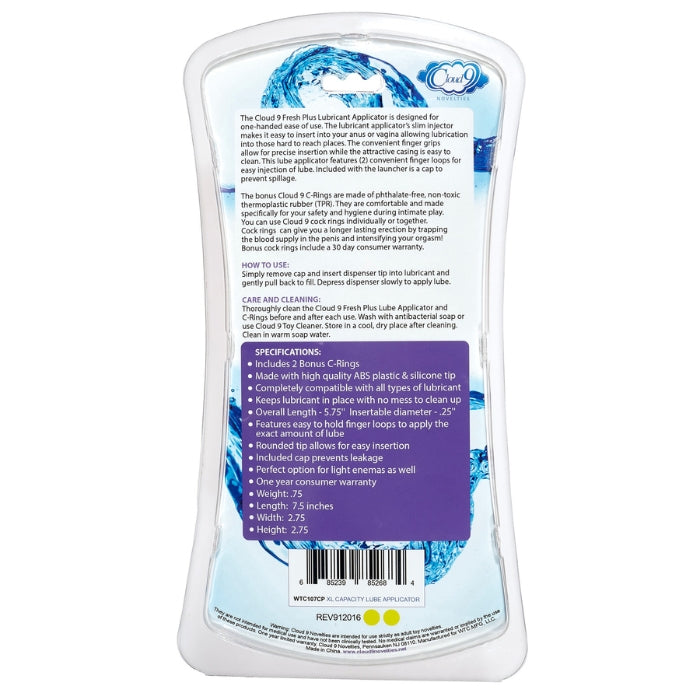 Lady Jane Adult Sex Shop | Cloud 9 Fresh + Lube Applicator with Cock Rings - Purple