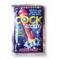 Strawberry flavored cock rockets oral candy in shiny pink and yellow rocket shaped foil packet 14g