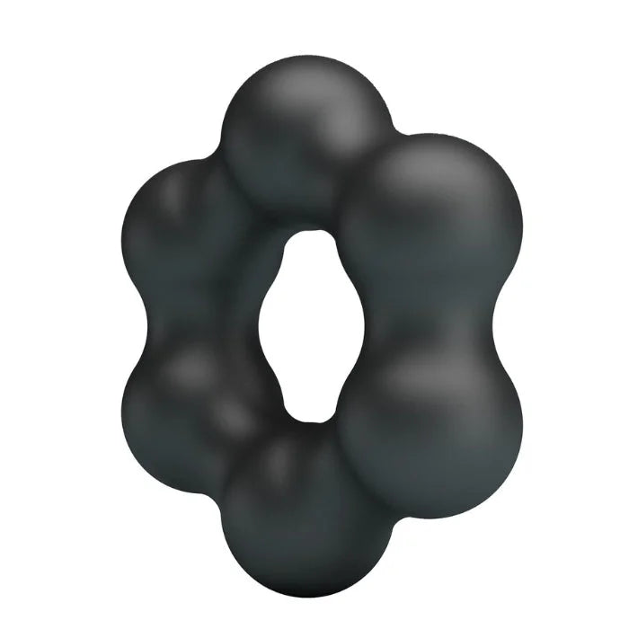 Black Crazy Bull Clauzell flower cock ring with matte silicone lobes