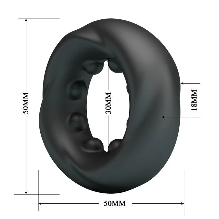 Black Crazy Bull Daquez cock ring with textured silicone and protrusions