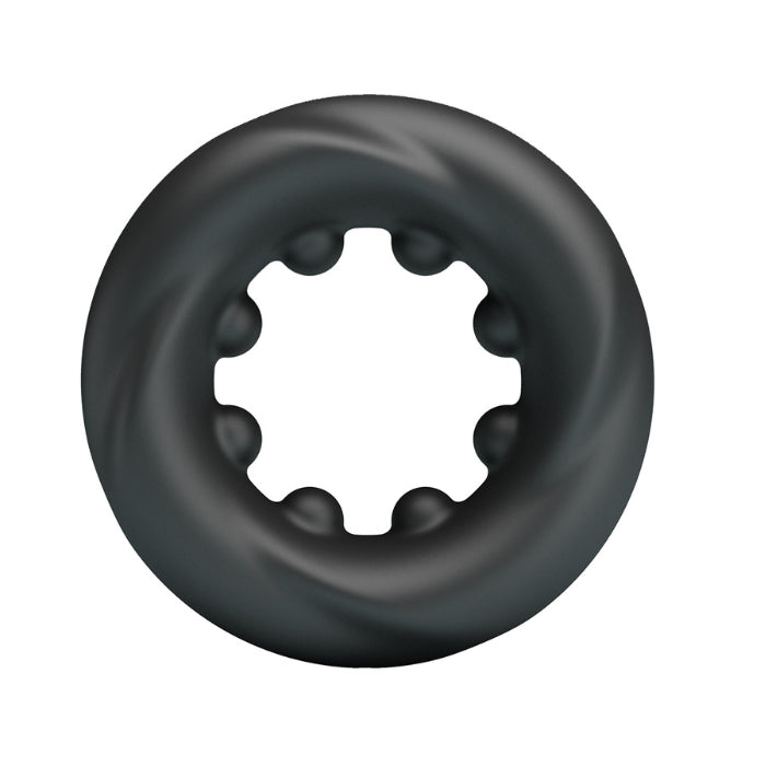 Crazy Bull Daquez cock ring in black silicone with gear-like inner design