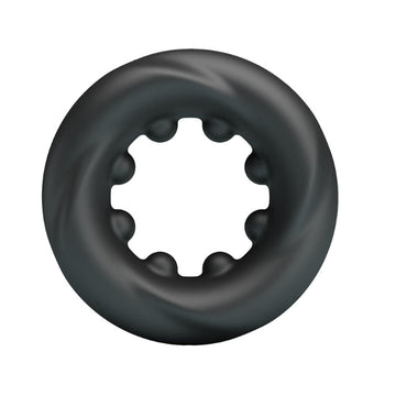 Crazy Bull Daquez cock ring in black silicone with gear-like inner design