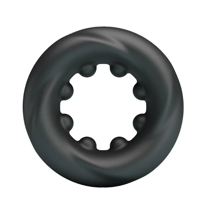 Crazy Bull Daquez cock ring in black silicone with gear-like inner design
