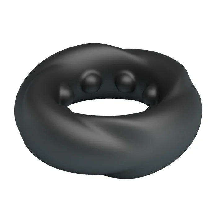 Black Crazy Bull Daquez cock ring with three embedded spheres