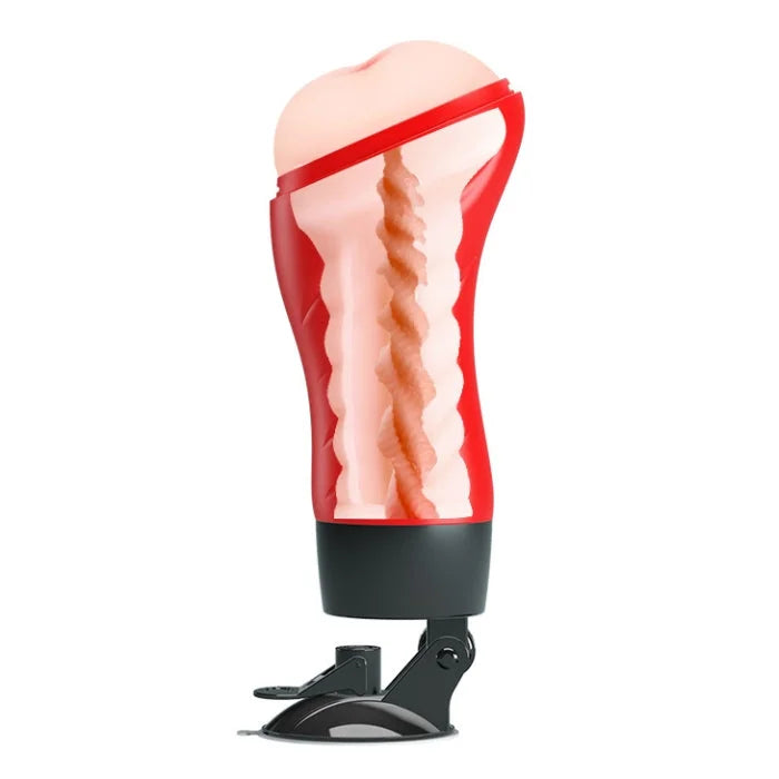Crazy Bull Delia red masturbator with red black silicone cock ring