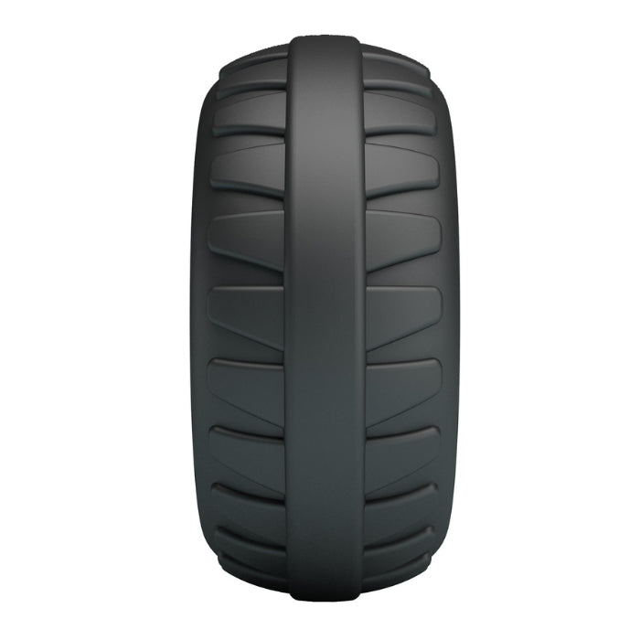 Crazy Bull Dilson black rubber cock ring with textured tread tire sidewall