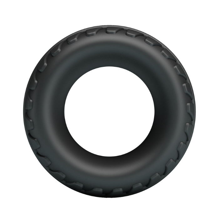 Crazy Bull Dilson cock ring in black rubber with textured ridged edge