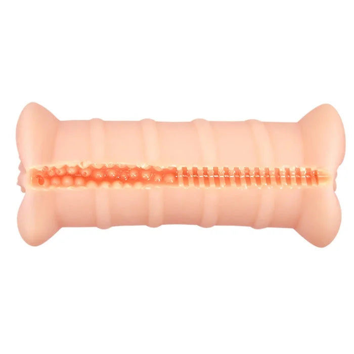 Pink bone-shaped toy in Crazy Bull Emma double vagina masturbator