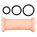 Pink silicone anal plug with black rings in Crazy Bull Emma masturbator