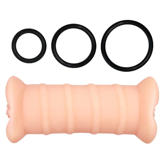Pink silicone anal plug with black rings in Crazy Bull Emma masturbator