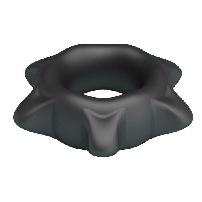 Crazy Bull Ethaniel black silicone cock ring with petal textured edge