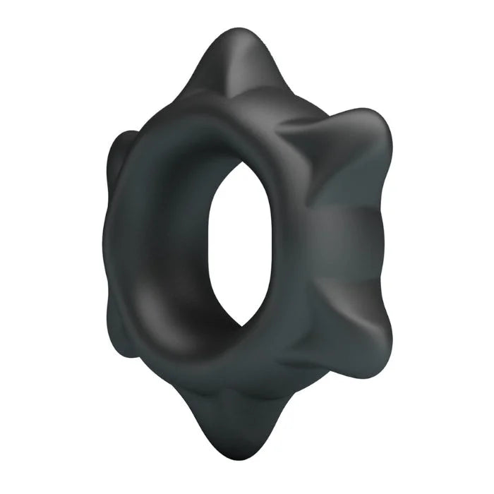 Crazy Bull Ethaniel black silicone cock ring with star spikes