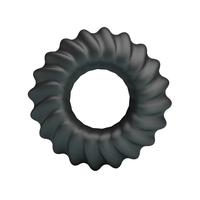 Crazy Bull Fitz black textured silicone cock ring with ribbed design