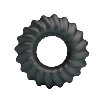 Crazy Bull Fitz black textured silicone cock ring with ribbed design