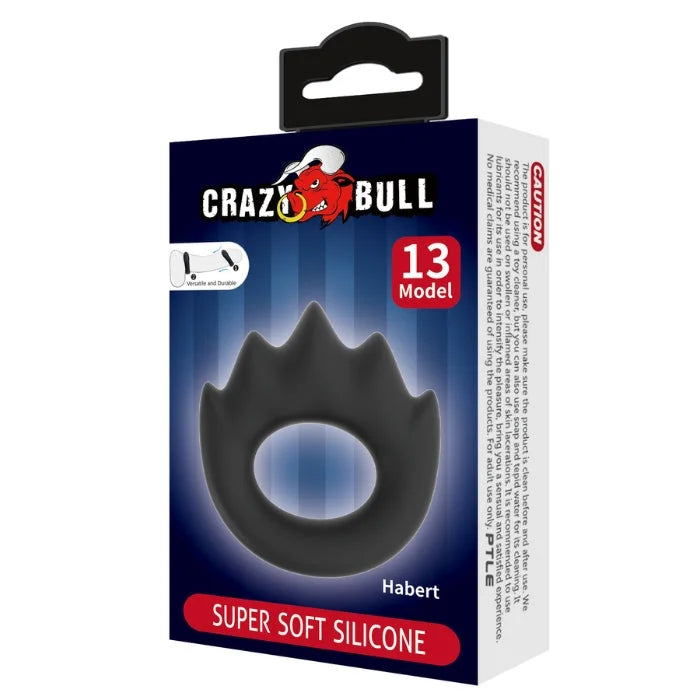 Crazy Bull Habert cock ring with black crown-shaped silicone anal ring