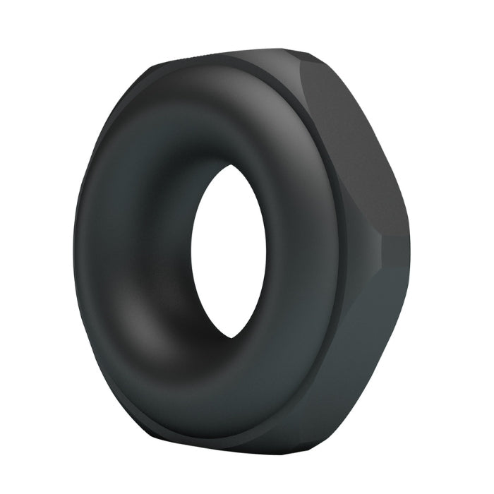 Crazy Bull Jarvius cock ring in black silicone with hexagonal profile