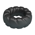 Crazy Bull Jeriko cock ring in black textured silicone with ribbed twisted design