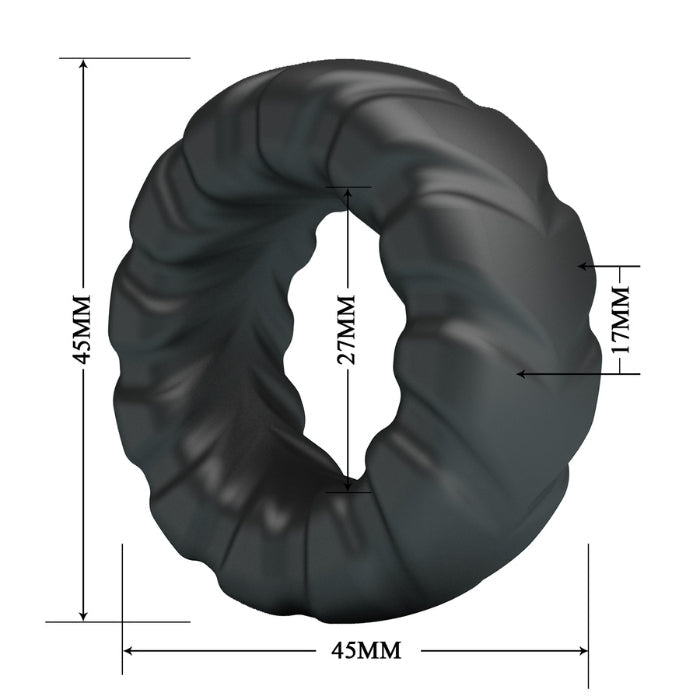 Black Crazy Bull Jeriko cock ring with textured silicone ribs