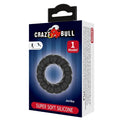 Crazy Bull Jeriko cock ring in black textured silicone, branded package