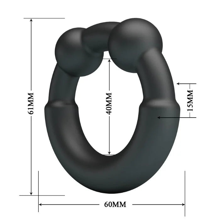 Crazy Bull Meco black silicone cock ring with two spherical beads