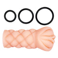 Crazy Bull Michelle pink silicone cock ring with braided texture and black rubber rings