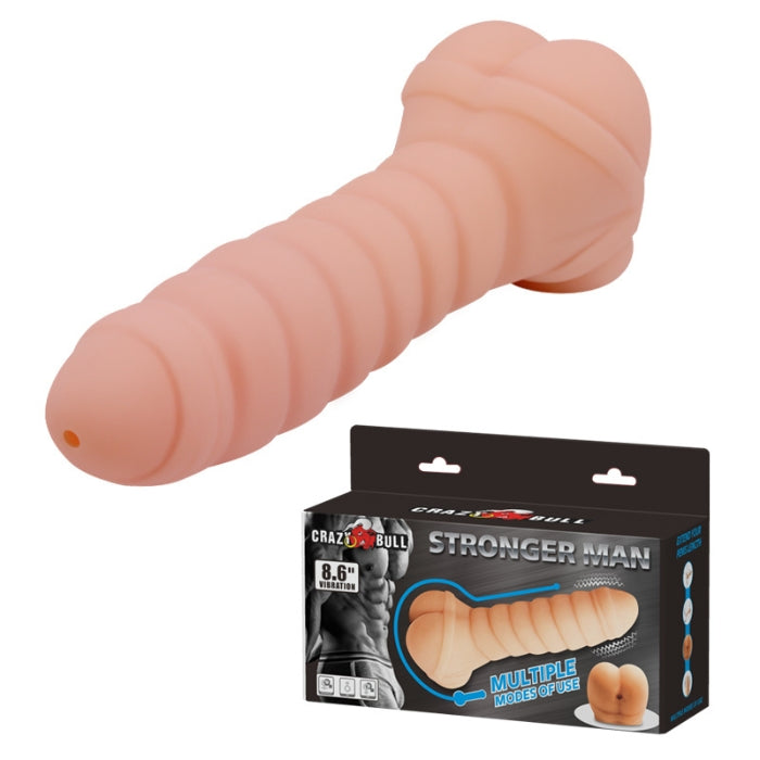 Flesh-colored Crazy Bull Penis Sleeve with textured surface for powerful vibration