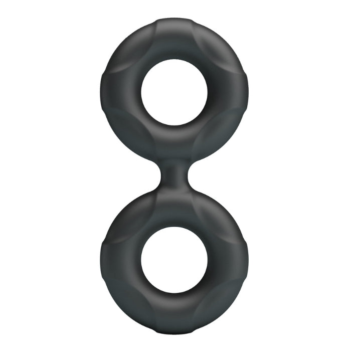 Black textured silicone Crazy Bull Radwan double cock ring toy