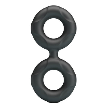 Black textured silicone Crazy Bull Radwan double cock ring toy