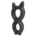 Black Crazy Bull Toran double cock ring toy with cat shape