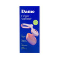 Pink silicone dame fin 2.0 finger vibrator with removable tether and usb-c charging port for discrete play