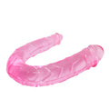 Pink, curved translucent double dildo for glorious 2-in-1 stimulation