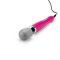 Pink Doxy Wand Massager with gray spherical head and black cord for powerful relaxation