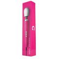 Bright pink Doxy Wand Massager with white rounded tip, powerful and versatile