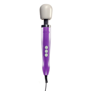 Purple Doxy Wand Massager with white head and control buttons for powerful relaxation