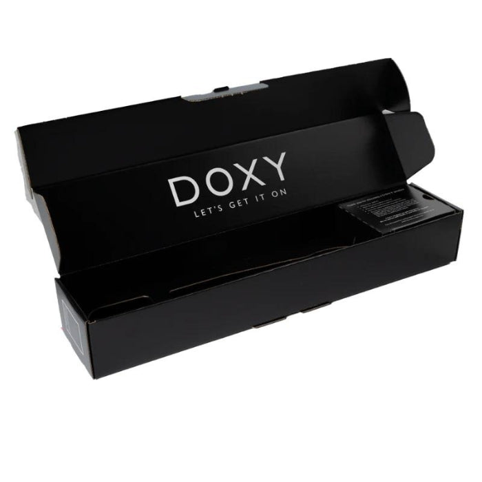 Black box with DOXY branding for the powerful Doxy Wand Massager - Purple