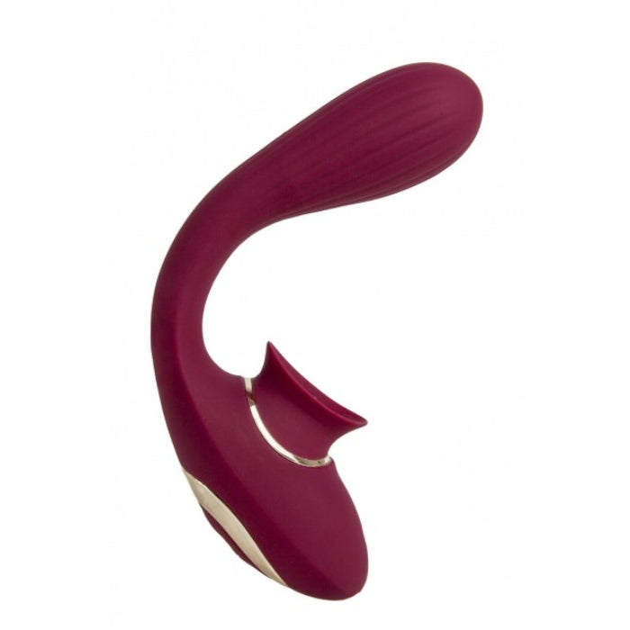 Dual Pleasures Vibrator & Clit Licker - Bordeaux at Lady Jane adult shop