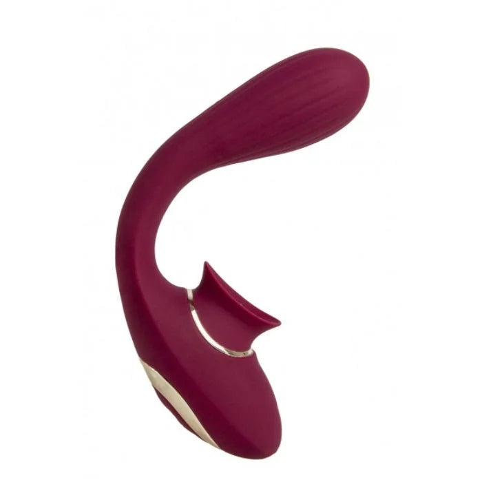 Dual Pleasures Vibrator & Clit Licker - Bordeaux at Lady Jane adult shop