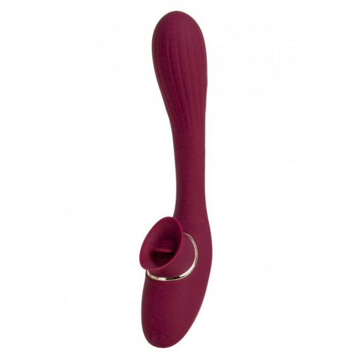 Dual Pleasures Vibrator & Clit Licker - Bordeaux at Lady Jane adult shop