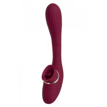 Dual Pleasures Vibrator & Clit Licker - Bordeaux at Lady Jane adult shop